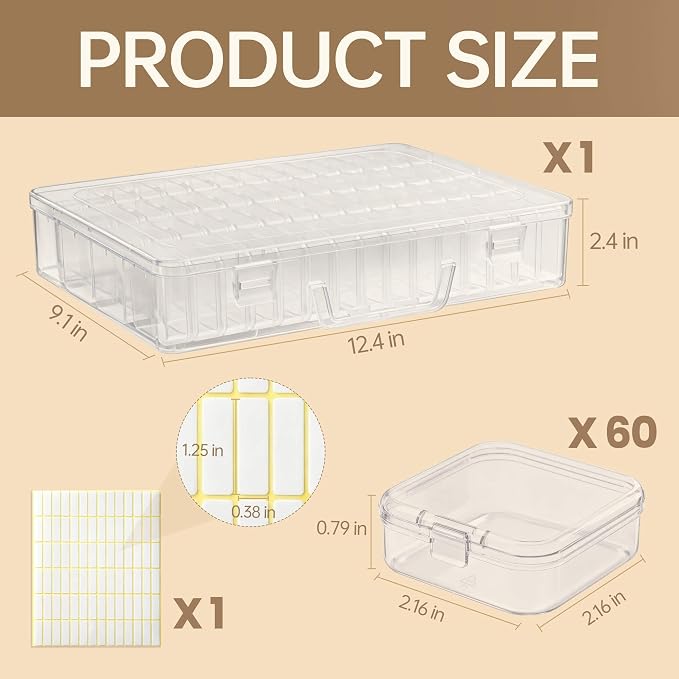 Bead Organizer Box, 60 Pack Small Clear Storage Boxes - Image 2