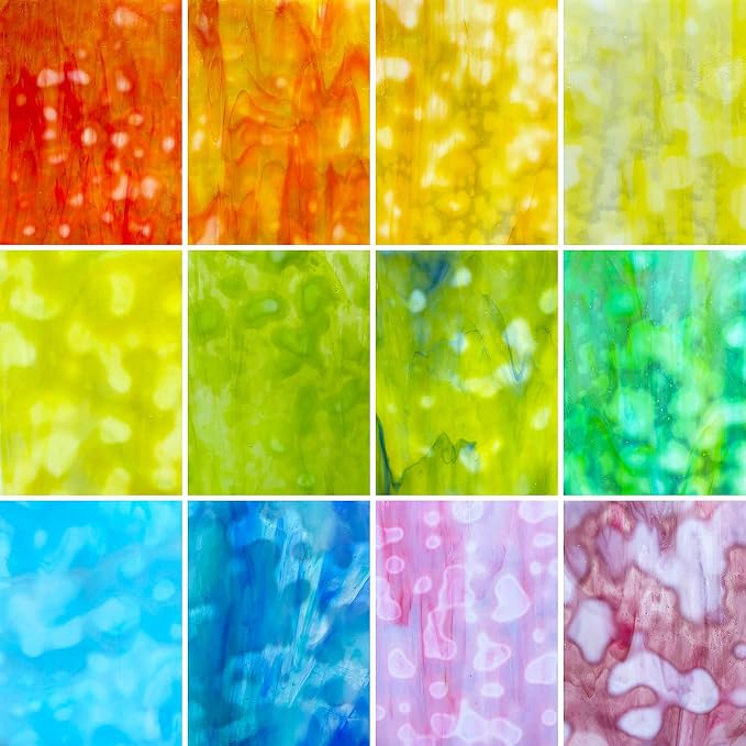 LITMIND 12 Sheets Mottled Opal Premium Stained Glass Sheets – 6 x 4 Inch by LITMIND
