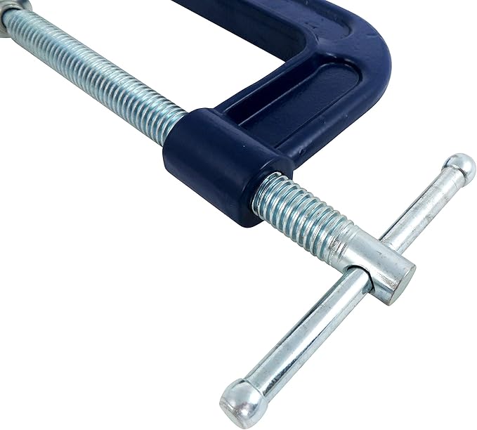 4 Pack Taytools 5 Inch C Clamps Malleable Steel Frame Power Coated Acme Threads Zinc Plated Carbon Steel Spindle and Sliding Bar (4, 5 inch)