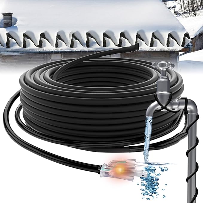 HEATIT JHSF1 Self Regulating Pre-Assembled Heating Cable 24-feet 120V Roof deicing and Pipe freeze Protection