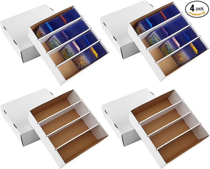 4 Pack Sports Card Boxes 3120 Count Cardboard Card Storage Box White Bulk Card by Unknown