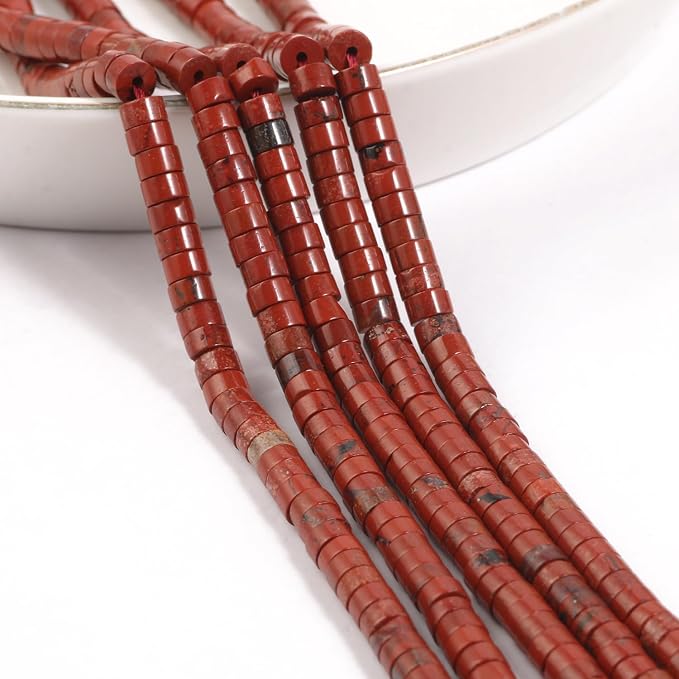 150Pcs 4×2mm Natural Red Jasper Spacer Stone Beads - Image 3