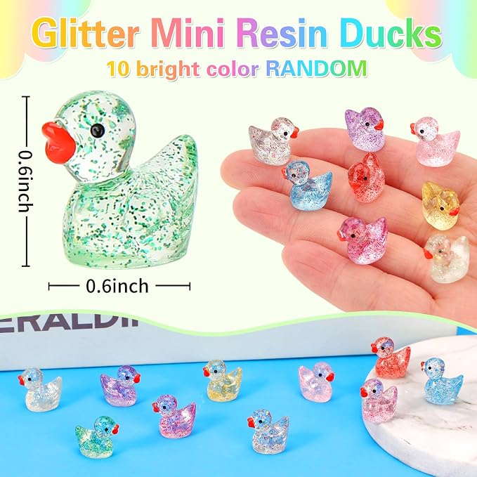 240 Pcs Glitter Mini Resin Ducks, Colorful Tiny Small Plastic Ducks Figures to - Image 3