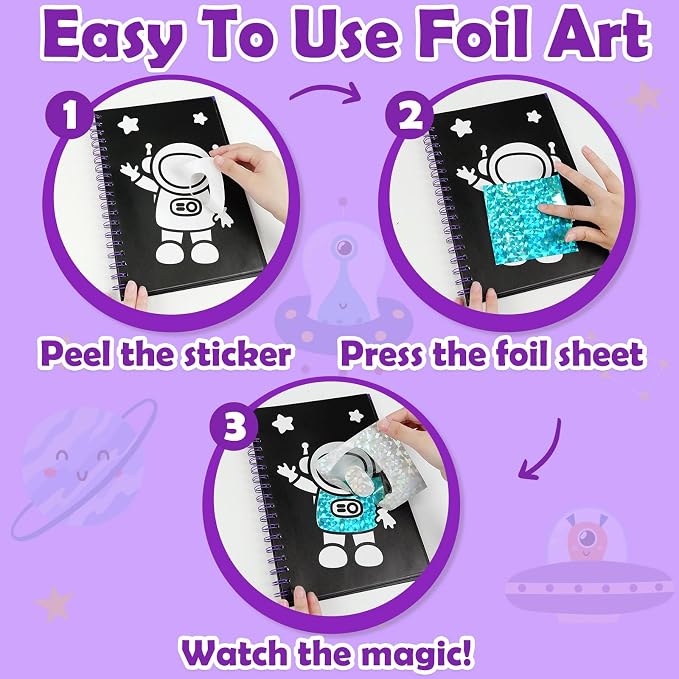 FUNNYB&G Foil Art Craft Kit for Boys 4-10 Years Old: Mess-Free & No-Glue - Image 4