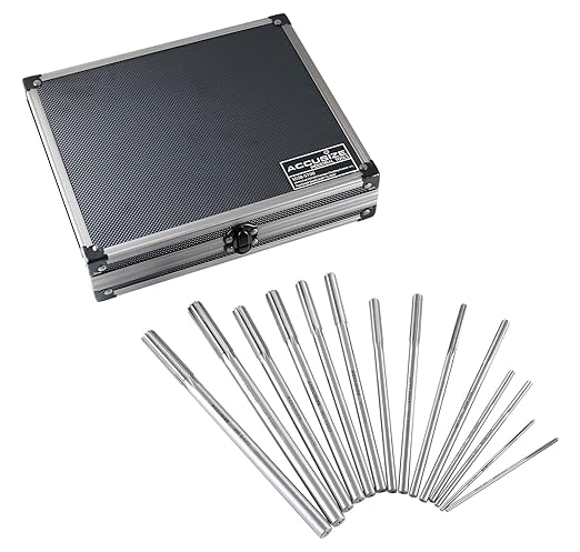 Accusize Industrial Tools Dowel Pin Reamer Size: 0.1230" Thru 0.4995", HSS M2 Premium Chucking Reamer Set, Right Hand Cut, 14 pcs Set, 5528-ST00