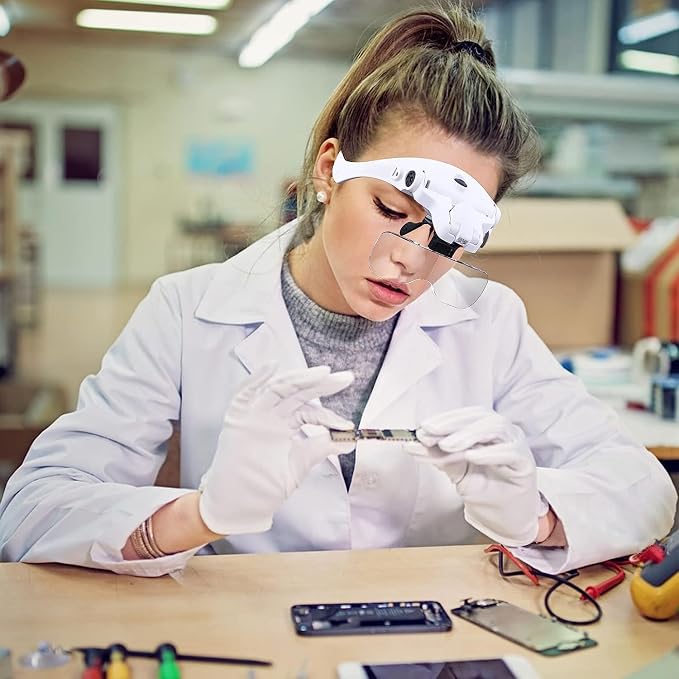 Hands Free Headband Magnifying Glass, USB Charging Head Magnifier - Image 7