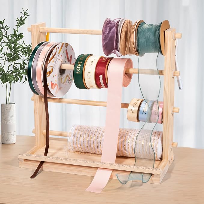 PUNLUXU Ribbon Storage Rack Spool Holder Organizer Sewing Craft Wreath Mesh - Image 6