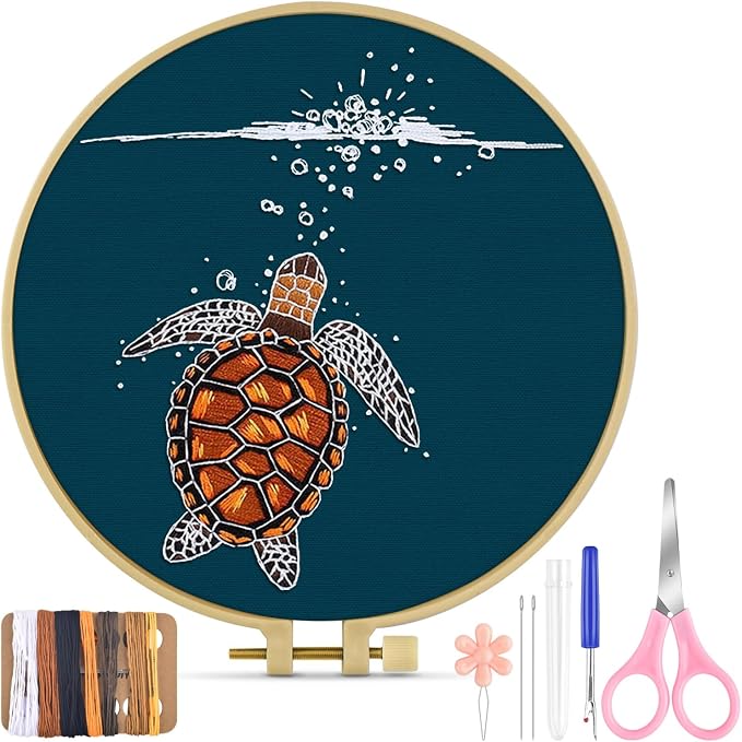 TINDTOP Embroidery Kit for Beginners Adult, Turtle Embroidery Practice Kit | by TINDTOP