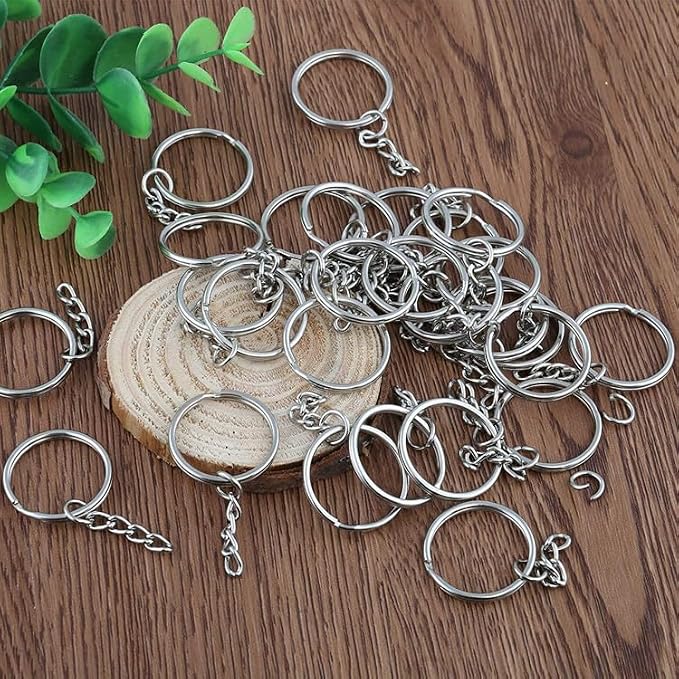 100Sets 1 inch Keychain Rings Silver Split Round Key Ring - Image 3