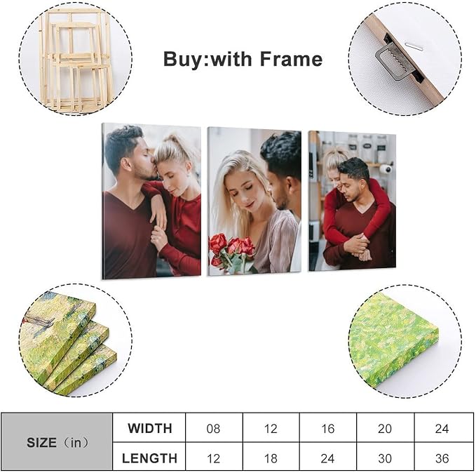 3 Panel Hanging Wall Art Set, Custom Canvas Prints - Image 2