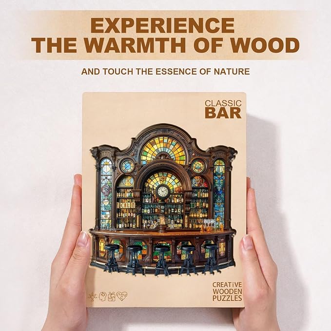 Classic Bar Puzzles Adults Gifts Wooden 100 Pieces 8.5 * 8.5in - Image 7