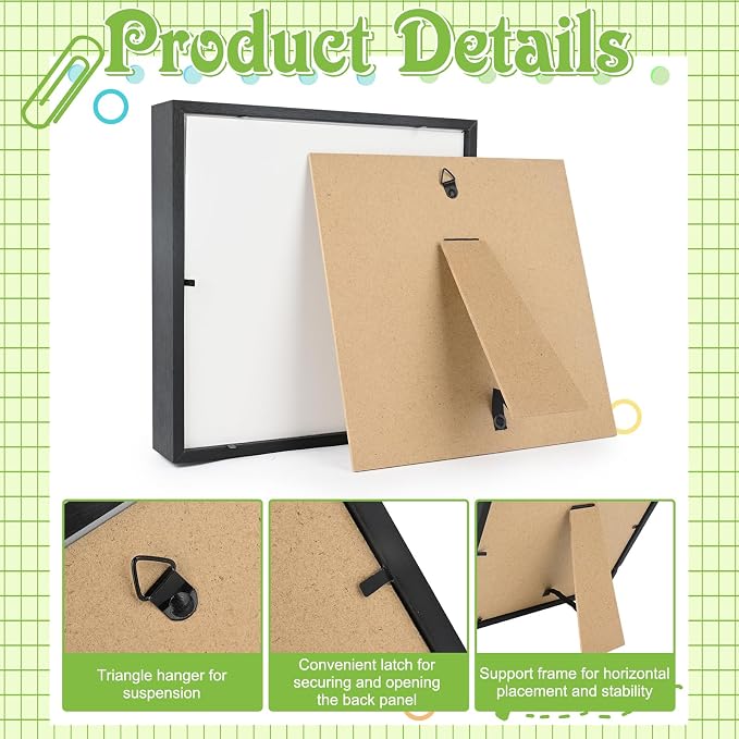 4 Pack 8 x 8 Shadow Box Picture Frame 3D Frames Shadow Box Square Shadow Boxes - Image 3