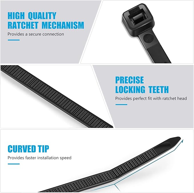 Zip Ties 12 inch Heavy Duty Zip Ties with 120 Pounds Tensile Strength, Black Cable Ties, 100 Pieces,by Karoka