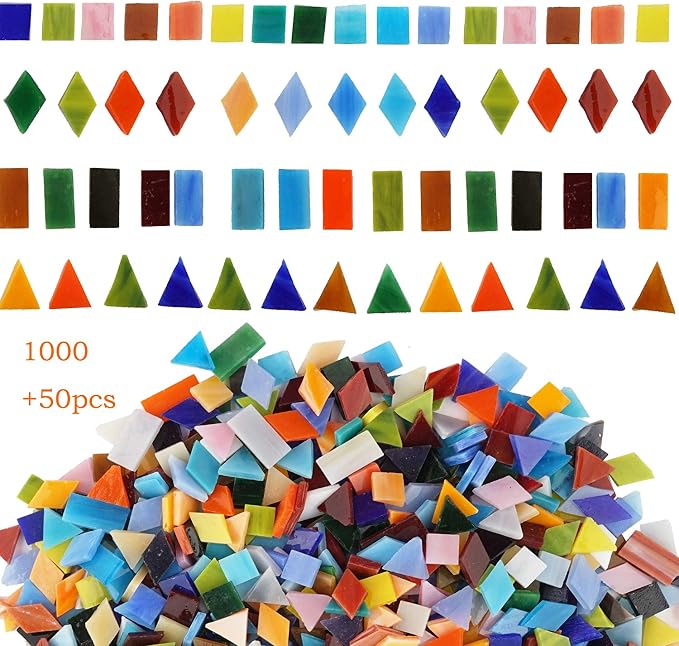 Lanyani 1050 Pieces Mixed Shapes Glass Mosaic Tiles by LanyaniArtGlassMosaics
