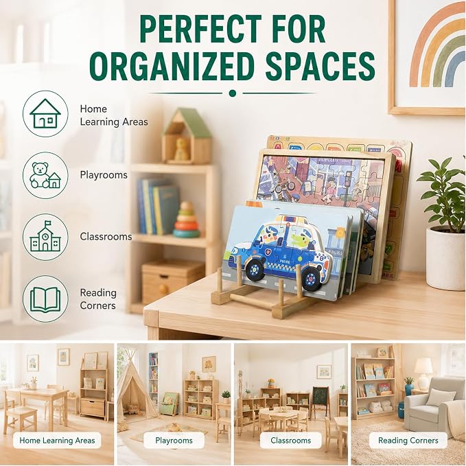 2 Pack Wooden Puzzle Rack, Puzzle Storage Organizer - Image 7