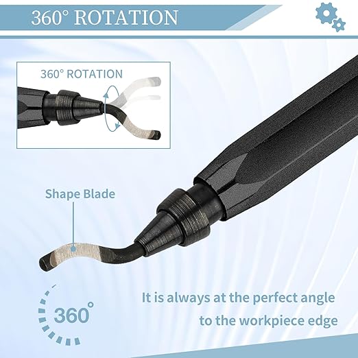 Deburring Tool with 12 High Speed Steel Blades, Deburring Tool 3D Printing, Deburring Tool for Metal, Resin, Copper, Plastic, PVC Pipes, 3D Printed Edges (1 Black Handle)