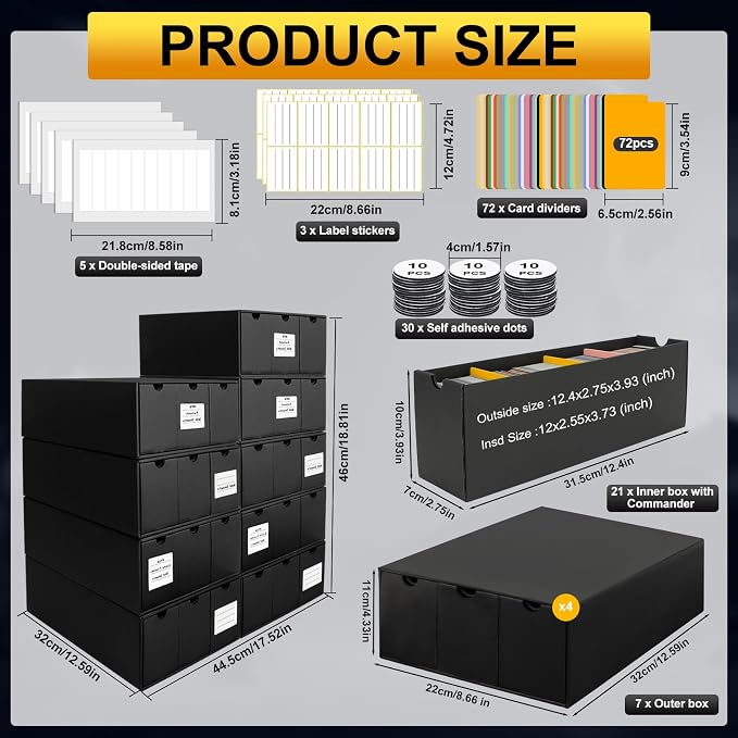 Trading Card Storage Box, Includes 21-600 CT Boxes & Card Dividers, + Trading - Image 3