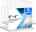 Acrylic Sign Holder 6x4, 6 Pack Clear Sign Holder Double Sided Table Menu by DunGu