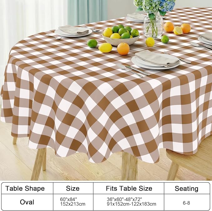 Smiry Oval Table Cloth, Waterproof Vinyl Tablecloths - Image 6