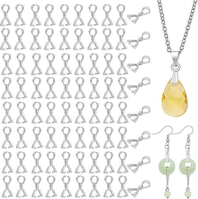 PH PandaHall Pinch Clip, 100 Pieces Brass Pinch Clip Bail Clasp Dangle Charm by PHPandaHall