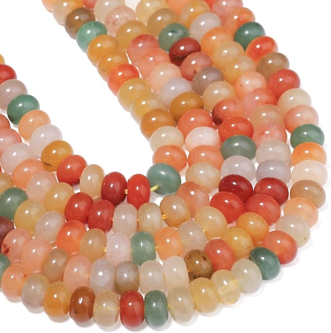 Songxi 5x8mm Natural Golden Silk Jade Stone Rondelle Beads, Gemstone - Image 8