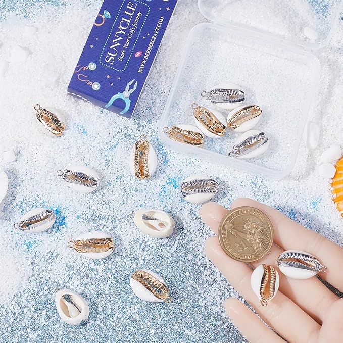 SUNNYCLUE 1 Box 20Pcs Seashell Charms Bulk Shell Charms Small Cowrie Shells - Image 3