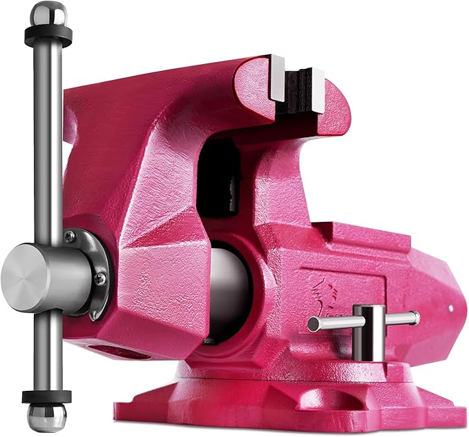 Forward Round Bench Vise 6 Inch Heavy Duty, 1760 Economic Industrial Vice with 360° Swivel Base, 6" Jaw Width, 7" Max Jaw Opening, 4" Throat Depth 72,000PSI Ductile Iron