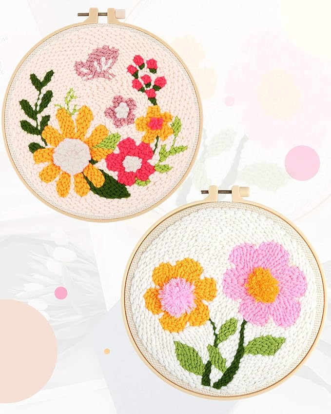 Pllieay 2 Set Punch Needle Embroidery Starter Kits Include Instructions - Image 2