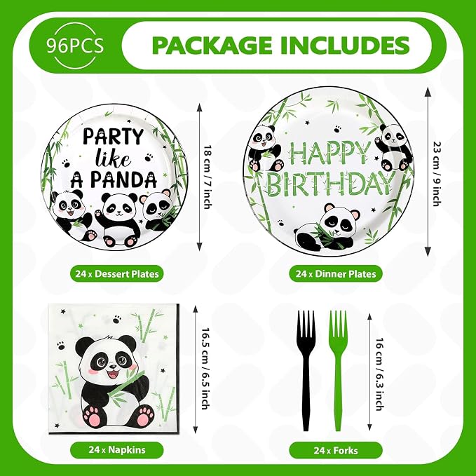 96 Pcs Panda Birthday Party Decorations - Image 2