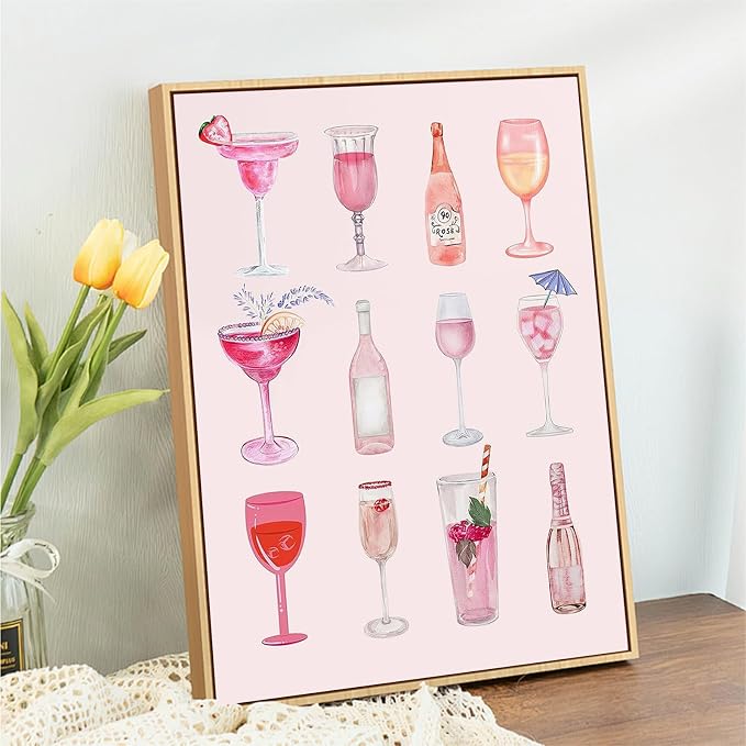 Pink Cocktail Diamond Art Kits for Adults, 5D DIY Coquette Diamond Painting - Image 2
