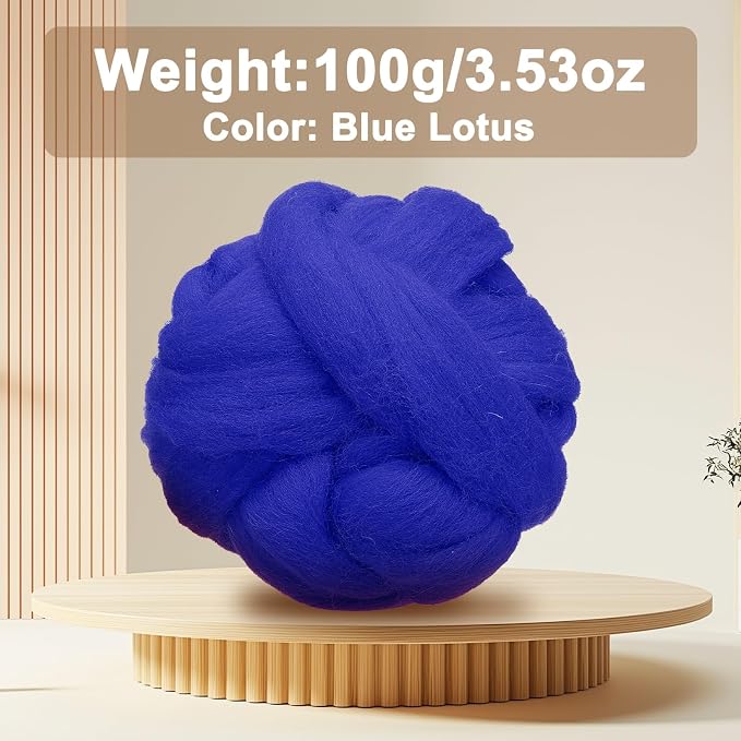 uxcell 3.53oz Wool Roving Yarn, Needle Felting Wool Fiber DIY Craft Needle Wet - Image 2