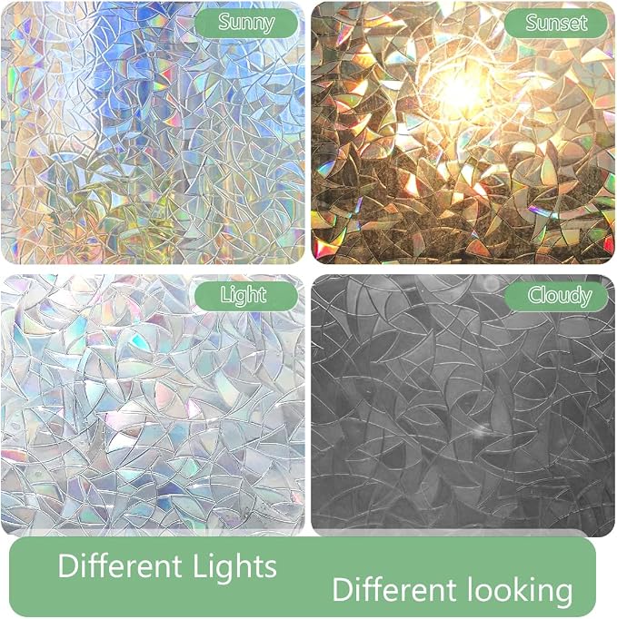HIDBEA Window Privacy Film Static Clings, Rainbow Window Film, 3D Decals - Image 5