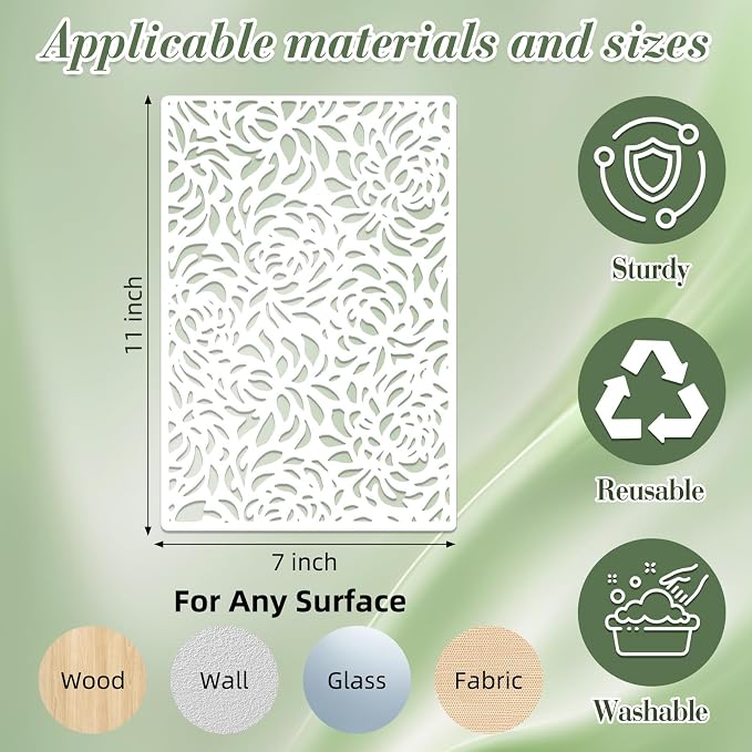 Geometric Texture Stencils for Crafts Reusable 16Pcs Stencils | DIY Art - Image 4