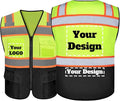 Safety Vest Customize Logo with 5 Pockets & Zipper Reflective High Visibility Vest Class 2 Outdoor Workwear