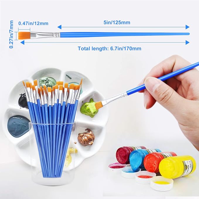 AROIC 180pcs Flat Paint Brushes Set, Small Brushes Bulk Nylon Hair - Image 5