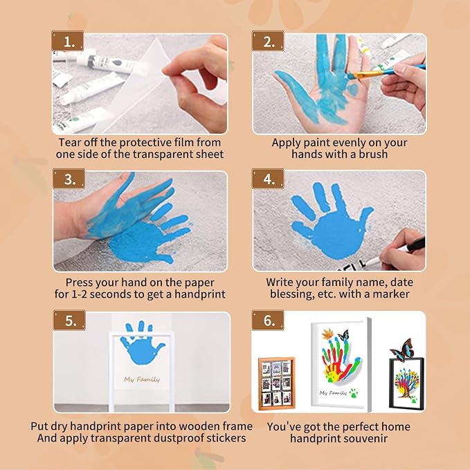 VidwanHome Family Handprint & Hand Casting Kit – DIY Keepsake Frame, Wooden - Image 4