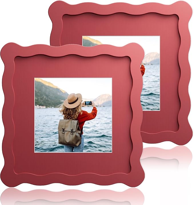6x6 Wavy Picture Frame With Mat by Unknown