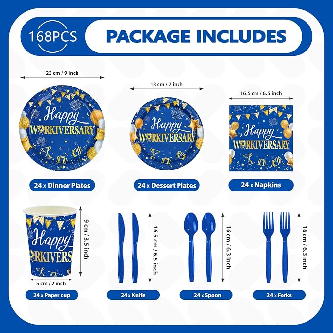 168Pcs Work Anniversary Party Supplies - Image 2