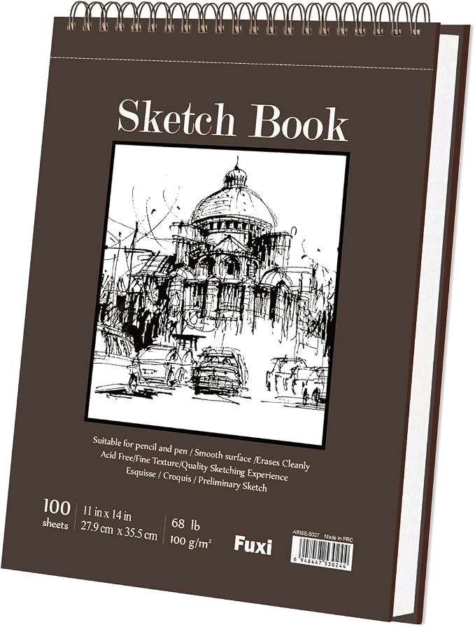 Sketch Book 11 x 14”, 100 Sheets Top Spiral Sketchbook, 68lb /100gsm Drawing - Image 9