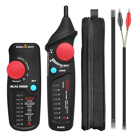 Bside Dual Mode Wire Tracker RJ11 RJ45 Network Cable Tester Toner Generator Network Cable Collation Ethernet LAN Line Finder with Flashlight