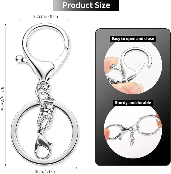 Gkeygo 10 Pack a Set Metal Lobster Claw Clasps and Key Rings, Key Chain - Image 2