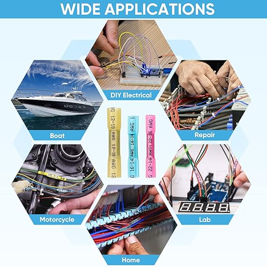 TICONN 600PCS Heat Shrink Butt Wire Connector Kit, Insulated Waterproof Electrical Wire Crimp Terminals Butt Splice for Marine Automotive (600PCS)
