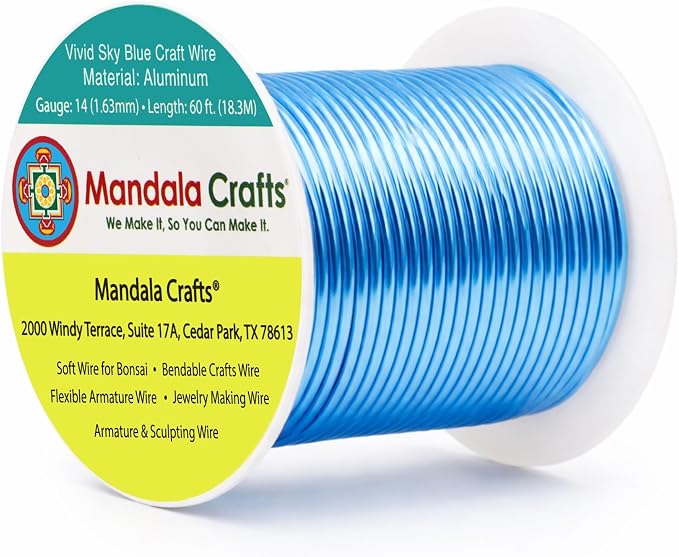 Mandala Crafts 14 Gauge Vivid Sky Blue Anodized Aluminum Craft Wire, 60 FT | by MandalaCrafts