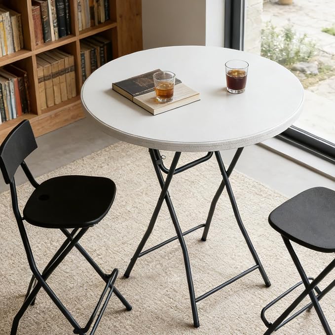 Folding Table, 32 Inch Foldable Cocktail Bar, High Top Round Folding Tables No - Image 8