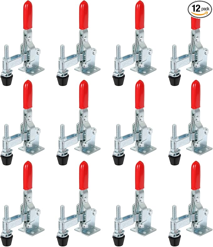 12 Pack Toggle Clamp, Adjustable Hold Down Clamps for Woodworking 200lb Holding Capacity 102-B Style Vertical Quick Release Toggle Clamps for Smokers, Doors, Cabinets, Tool Boxes