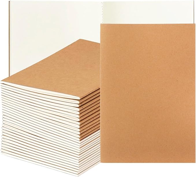 Nicunom 30 Pack A5 Kraft Notebooks, Bulk Blank Journals by Nicunom