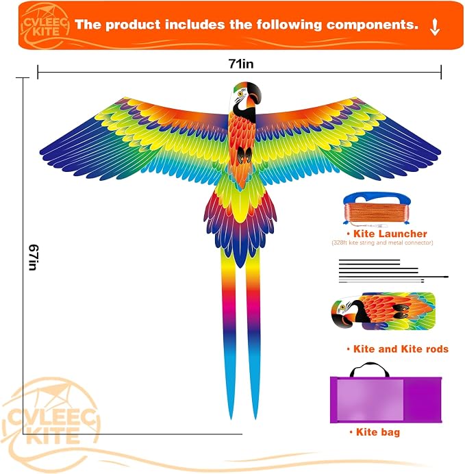 60" Large Bird Kite for Kids & Adults — Realistic Bird Design - Image 2
