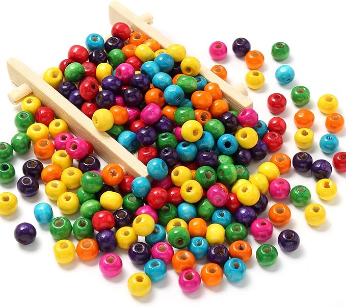 1000Pcs Colourful Wooden Beads Round Paint Wooden Beads Spacer Bead - Image 4