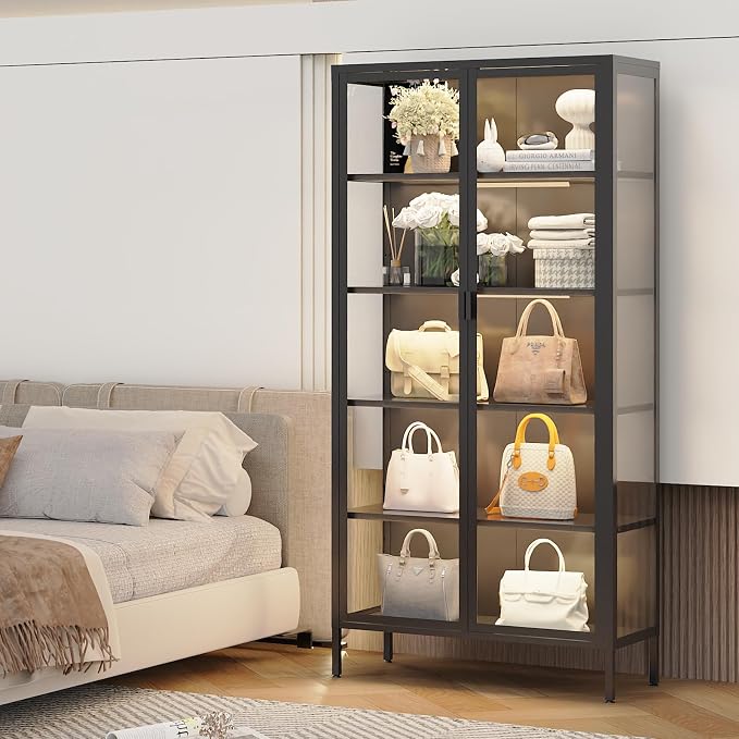 71" H Display Cabinet with Glass Doors, Display Case with LED Sensor Lights - Image 7