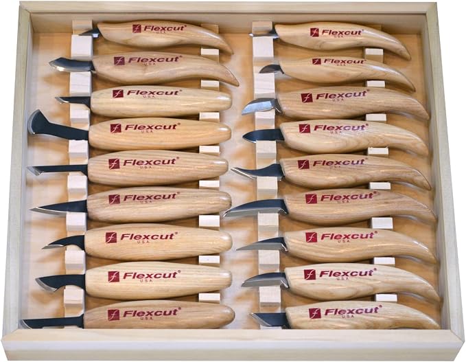 Flexcut Wood Carving Knives | Deluxe 18-Piece Knife Wood Carving Set | by Flexcut